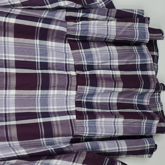 Catherines Button Down Shirt Long Sleeve Plaid Peplum Waist Purple WOmens 0X - Picture 8 of 10
